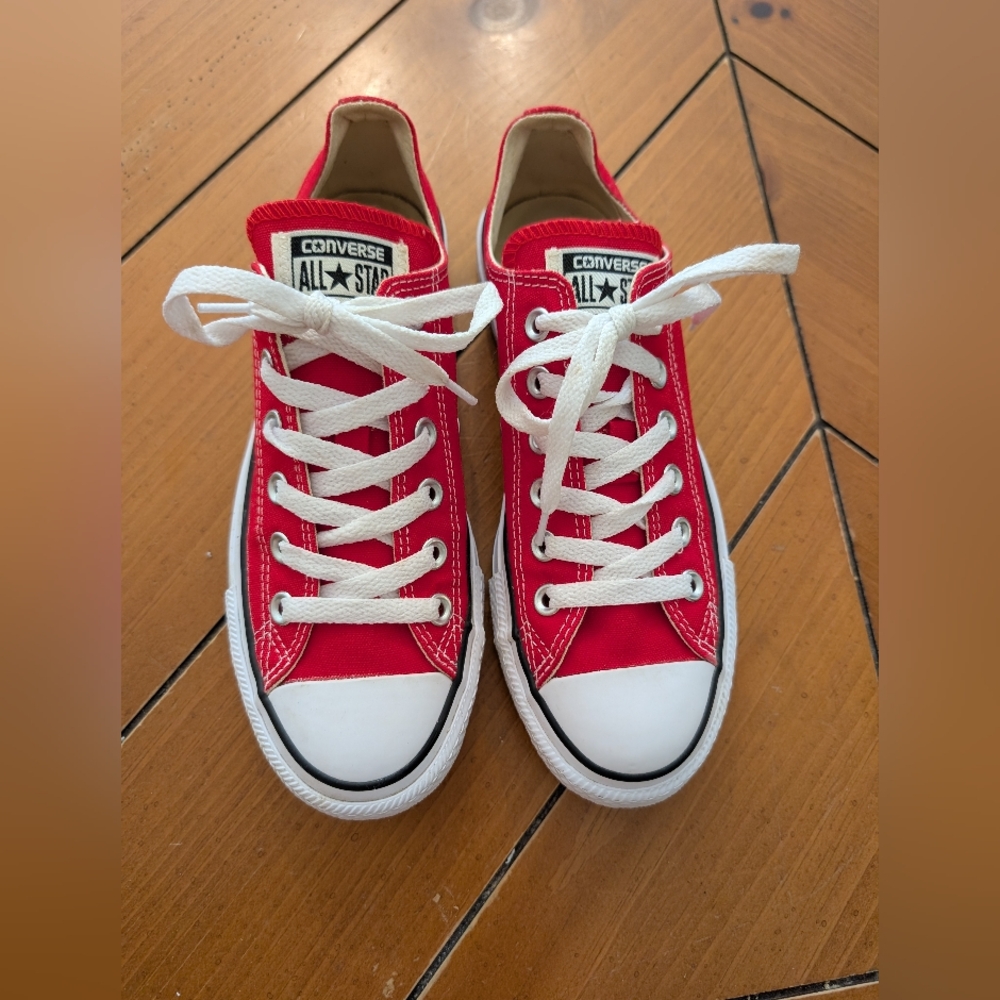Converse Red Canvas Sneakers with White Accents